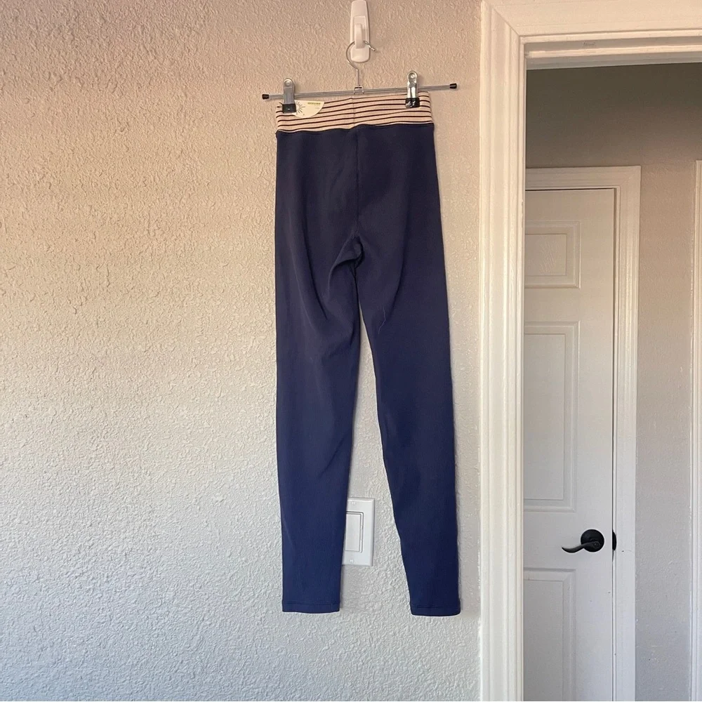 Aerie Navy Blue workout Leggings with Striped Waistband S  NWT - Picture 3 of 7
